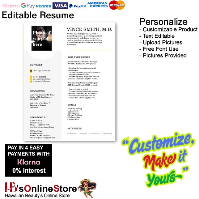 Customizable Resume Template with Photo 4 Custom Letterhead (Customizable Resume Template with Photo Letterhead 4.)