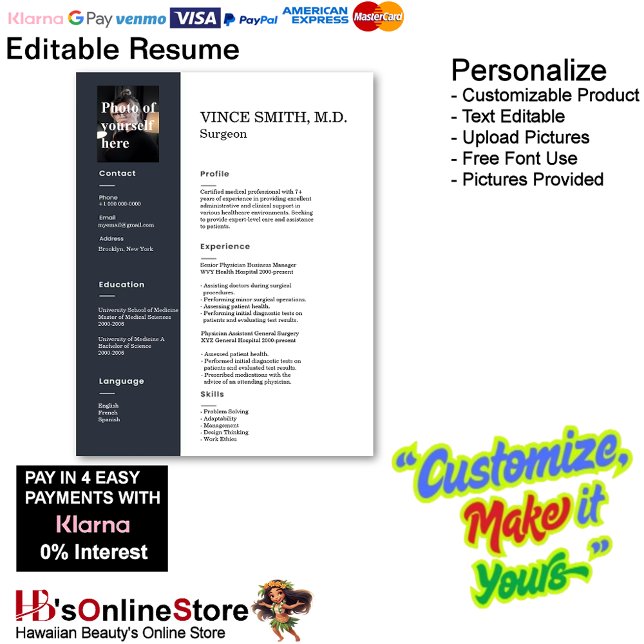 Customizable Resume Template with Photo 6 Custom Letterhead (Customizable Resume Template with Photo Letterhead 6.)
