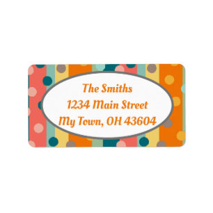 Customizable Retro Stripes & Dots Orange Return  Label