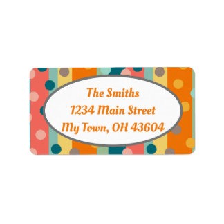 Customizable Retro Stripes & Dots Orange Return  Label