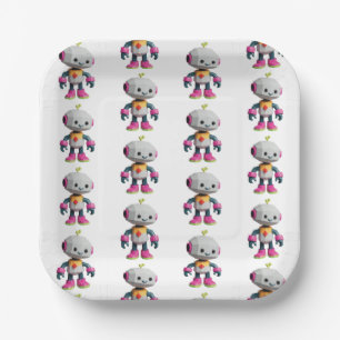 Customizable Robot Kids Paper Plate