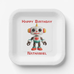 Customizable Robot Kids Paper Plate