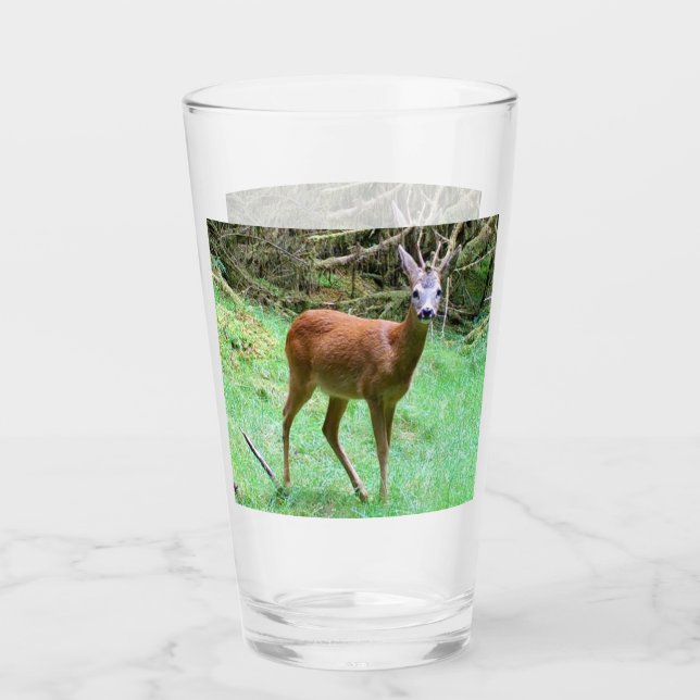 Customizable Roe Deer Buck Posing  Glass (Front)