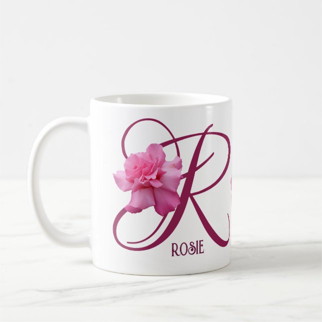 Customizable Rosie name pink rose flowers boho  Coffee Mug (Left)
