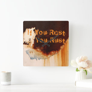 Customizable Rust Art Cool Fun Unique  Square Wall Clock