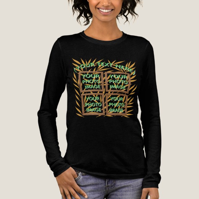 Customizable Rustic Leaf Collage Long Sleeve Shirt (Front)
