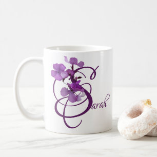 Customizable S monogram purple wild flowers classy Coffee Mug