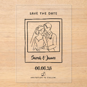 Customizable Save the Date  Bride groom CLear Acrylic Invitations