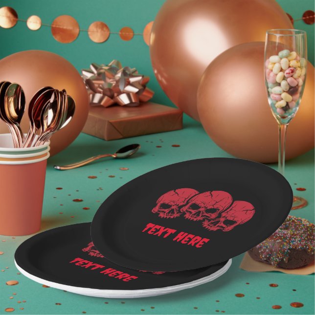 Customizable Scary Halloween Skull paper plates (Multi)