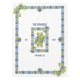 Customizable Sicilian Majolica Tiles Fancy Grapes Tablecloth