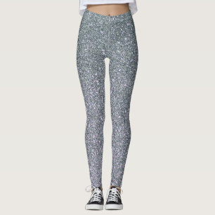 Customizable Silver Glitter Background Leggings