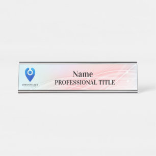 Customizable Silver Name Plate with Logo & Slogan 
