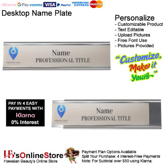 Customizable Silver Name Plate with Logo & Slogan 