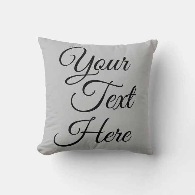 Customizable Silver Throw Cushion with Own text (Front)