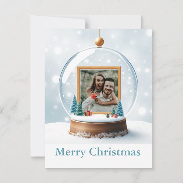 Customizable Snow Globe Photo Christmas Holiday Card (Front)