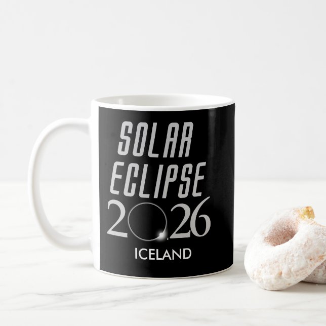Customizable Solar Eclipse 2026 Iceland Mug (With Donut)