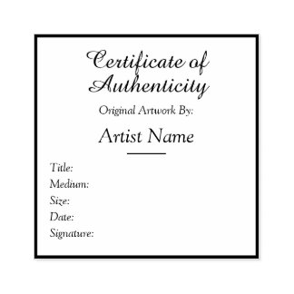 Customizable Square Certificate of Authenticity Rubber Stamp