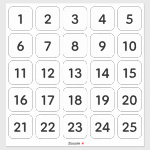 Customizable Square Number Stickers Black on White