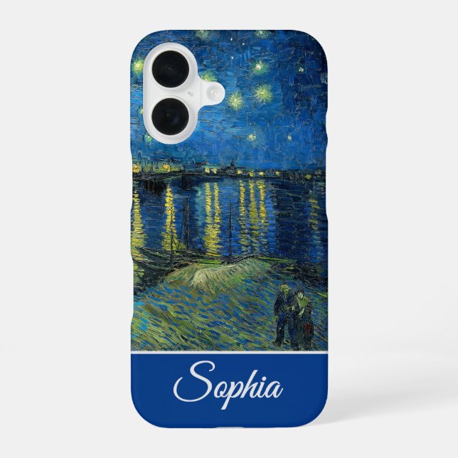 Customizable Starry Night Over the Rhone, Van Gogh iPhone 16 Case (Back)