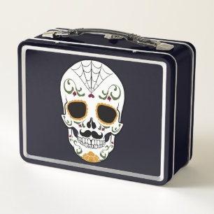 Customizable Sugar Skull Metal Lunch Box