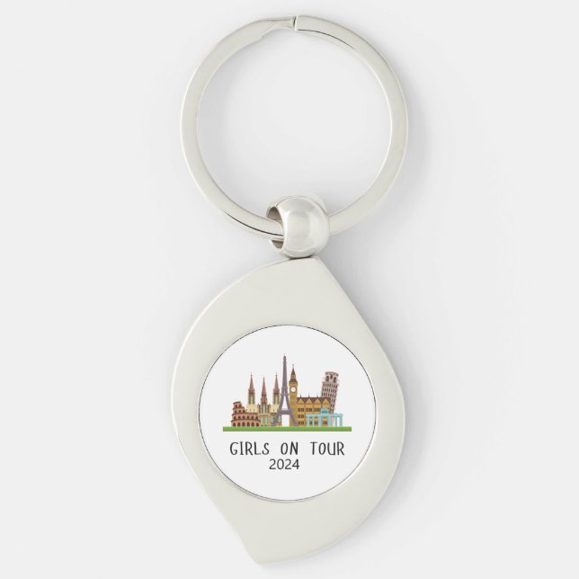CUSTOMIZABLE SUMMER EUROPE VACATION GIRLS ON TOUR KEY RING (Front)