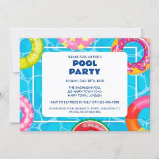 CUSTOMIZABLE SWIMMING POOL PARTY INVITATION