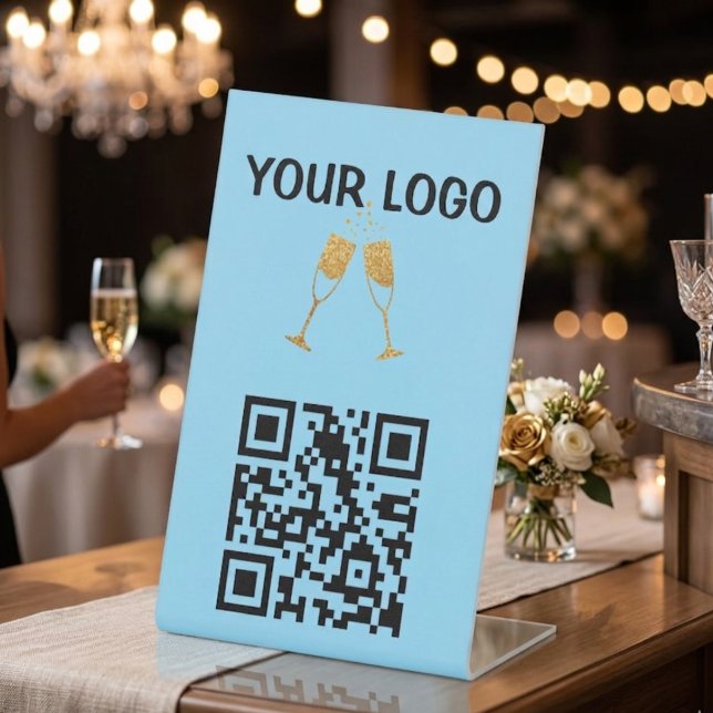 CUSTOMIZABLE TABLE QR CODE STAND FOR RESTAURANTS  PEDESTAL SIGN (Creator Uploaded)