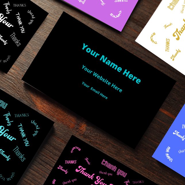 Customizable Teal/Black Thank You Business Card (Creator Uploaded)