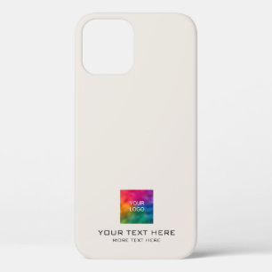 Customizable Template Business Logo Elegant Beige iPhone 12 Case