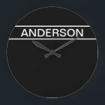 Customizable Text | Bold Modern Black & White Large Clock<br><div class="desc">Bold contemporary look.</div>