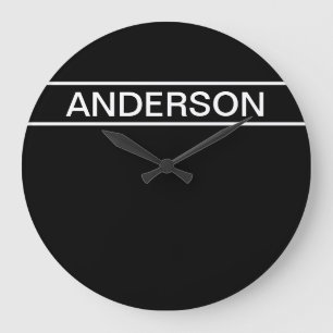 Customizable Text   Bold Modern Black & White Large Clock