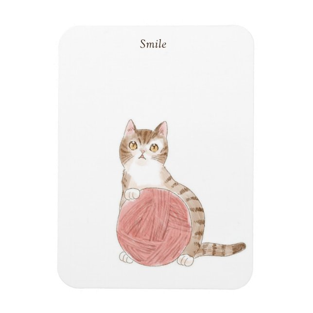 Customizable Text Cat and Ball of Yarn Author: Shi Magnet (Vertical)