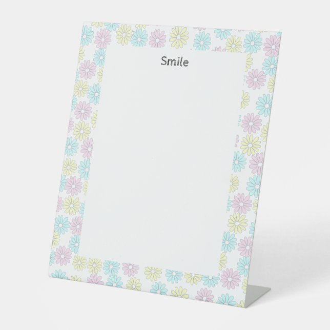 Customizable Text Flower Pastel Pedestal Sign (Front)
