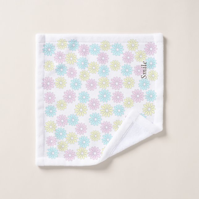 Customizable Text Flowers Pastel Wash Cloth (Wash Cloth)