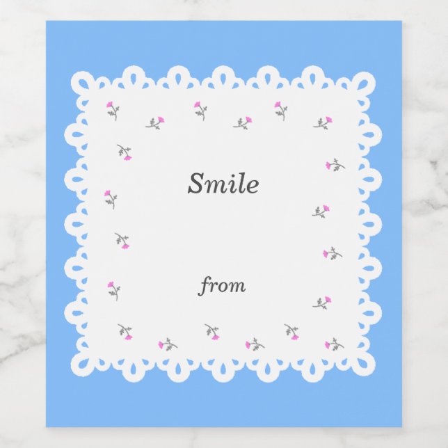 Customizable text wild rose lace blue wine label (Single Label)