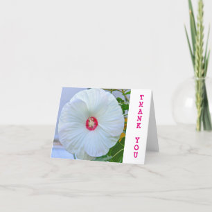 CUSTOMIZABLE "THANK YOU" CARD/WHITE HIBISCUS THANK YOU CARD