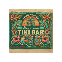 Customizable Tiki Bar Wood Wall Art 