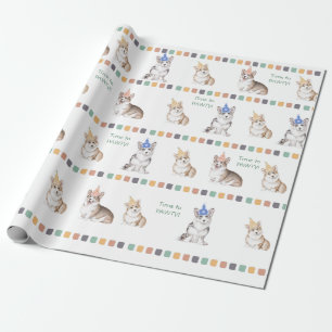 Customizable Time to PAWTY Corgi Wrapping Paper