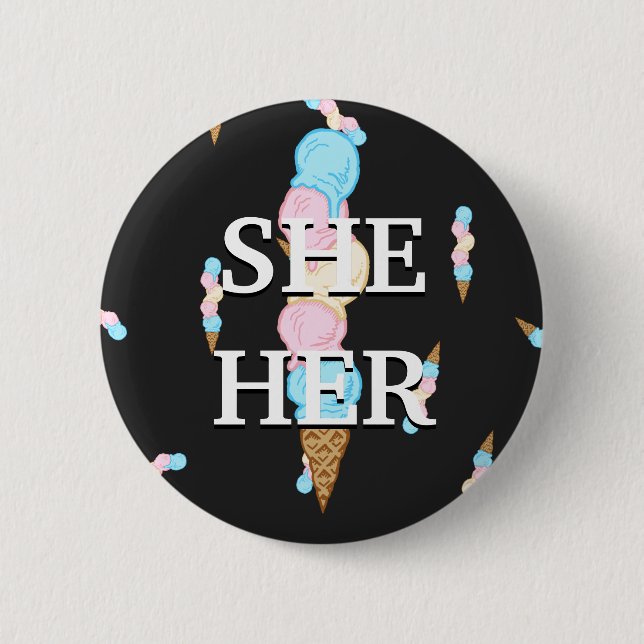 CUSTOMIZABLE Trans Flag Pronoun Ice Cream Button (Front)