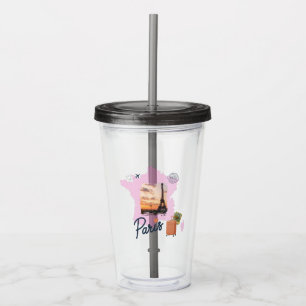 Customizable Travel Themed Paris Acrylic Tumbler