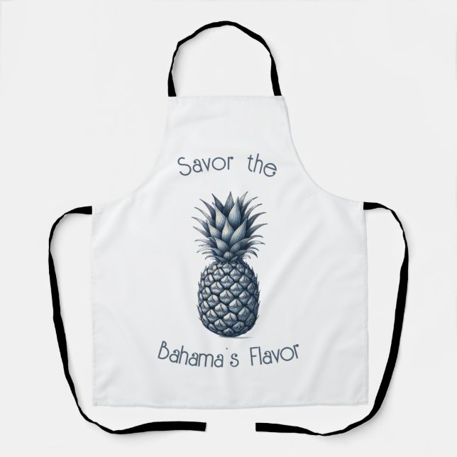 Customizable Tropical Blue Pineapple Apron (Front)