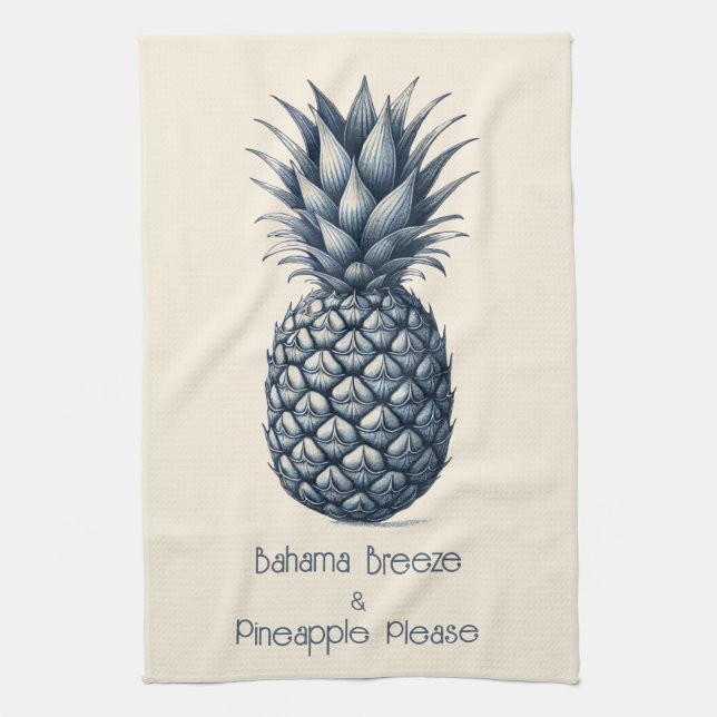 "Customizable Tropical Blue Pineapple   Tea Towel (Vertical)