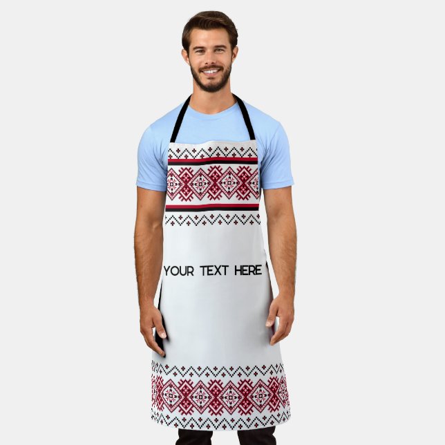 Customizable Ukrainian Embroidery Apron (Worn)