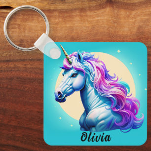 Customizable Unicorn Moonlight: Your Name in Stars Key Ring