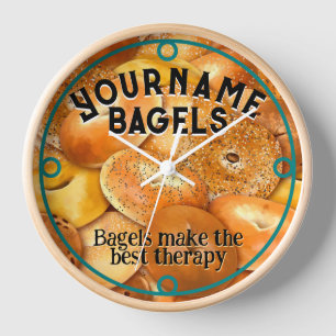 Customizable Unique Bagel Business Deli Decor Clock