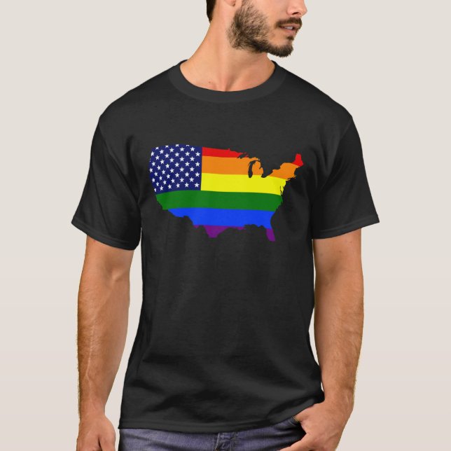 CUSTOMIZABLE UNITED STATES OF EQUALITY RAINBOW USA T-Shirt (Front)