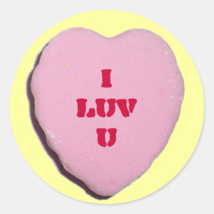 Customizable Valentine Candy Heart Classic Round Sticker