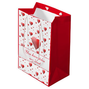 Customizable Valentine Heart  Medium Gift Bag