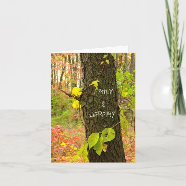 CUSTOMIZABLE VALENTINE //TREE WITH "CARVED" NAMES/ HOLIDAY CARD (Front)