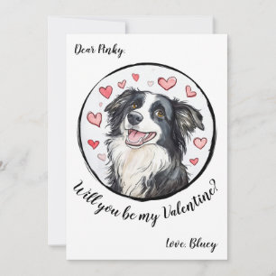 Customizable Valentine's Day card Border Collie
